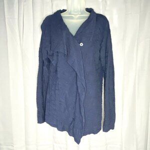 Horny Toad Cardigan Womens Small Blue Samba Wave Wrap Textured Top‎ Lagenlook